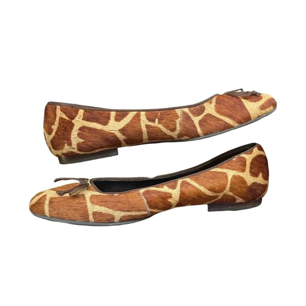 Ralph Lauren Alice Ballet Flats US 9.5 Giraffe Print Pony Calf Hair Retail‎ $145